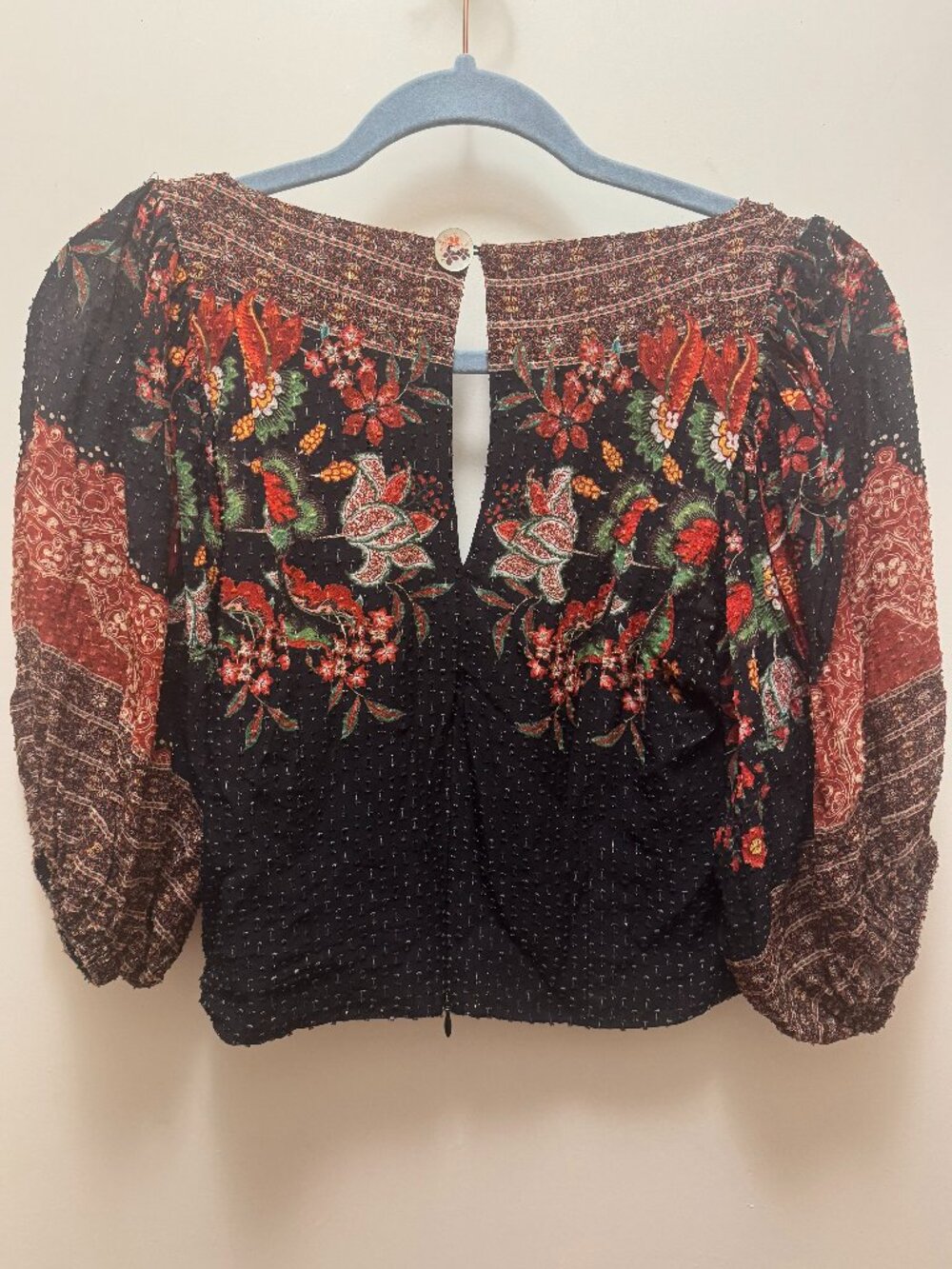 Farm Rio Black Textured Magic Blouse S/M - Picture 7 of 10